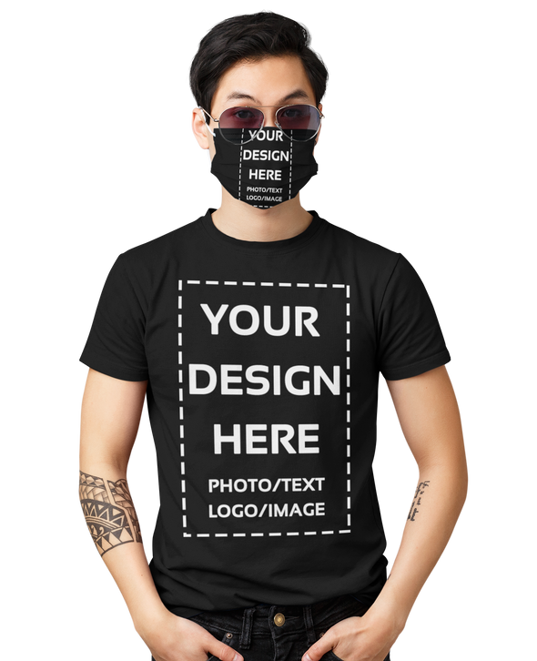 Design Your Own Print Text or Image T-Shirt &  Face Mask - Soft Cotton