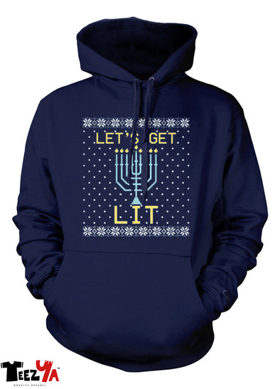 Let's Get Lit- Hanukkah Menorah -Hooded Sweatshirt