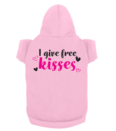 Cute Pink Hearts I Give Free Kisses Slogan For Animal Lovers - Dog Pet Hoodie