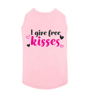 Cute Pink Hearts I Give Free Kisses Slogan For Animal Lovers - Dog Pet Shirt