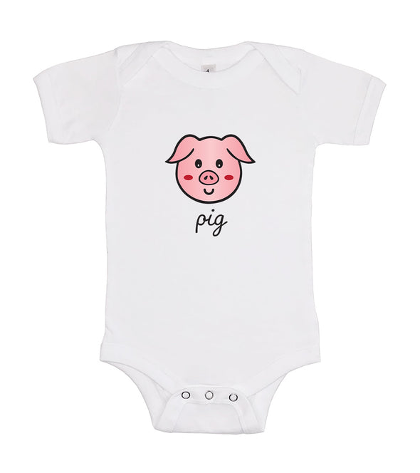 Cute Little Pig Pink Piglet Face Farm Animal Graphic - Baby Onesie