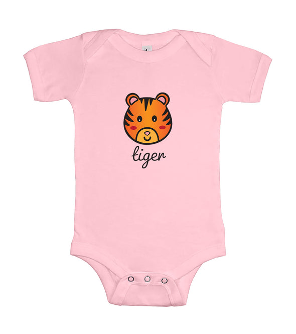 Cute Little Tiger Cub Face Rain Forest Animal Graphic - Baby Onesie