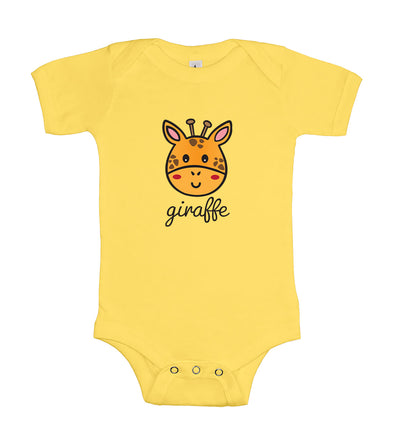 Cute Little Giraffe Calf Face Grassland Animal Graphic - Baby Onesie