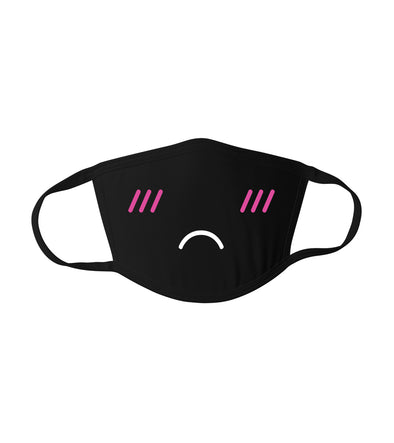 Cute Cartoon Anime Pink Blushing Pout - Reusable Adult Face Mask