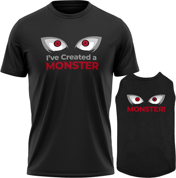 APPARELYN Funny Matching Dog and Owner Outfit T-Shirt I've Created A Monster Pet & Owner Matching Shirts