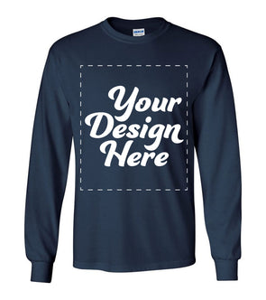 Design Your Own Print Text or Image Long Sleeve Shirt - 100% Ringspun Cotton