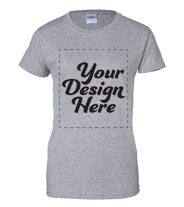 Design Your Own Print Text or Image Women Fit T-Shirt - 100% Ringspun Cotton